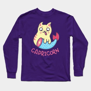 Funny Capricorn Cat Horoscope Tshirt - Astrology and Zodiac Gift Ideas! Long Sleeve T-Shirt